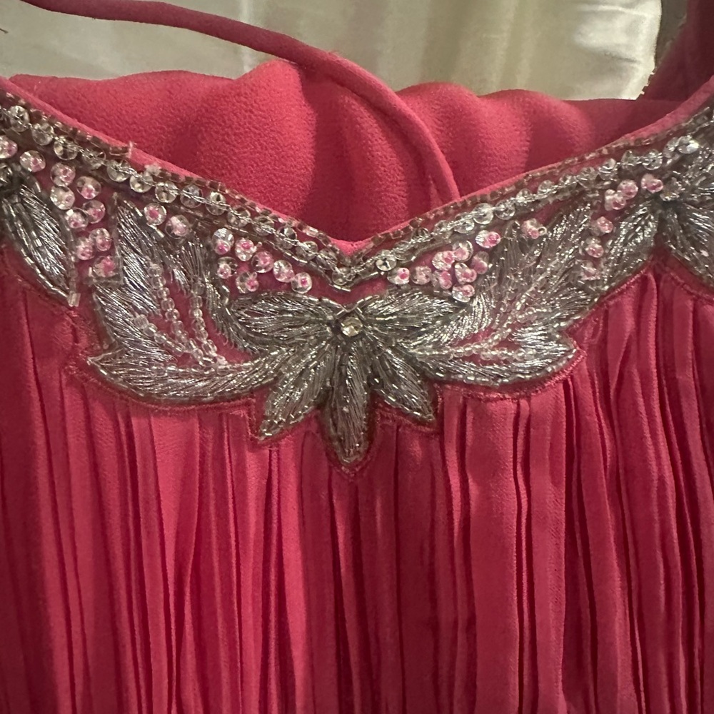 Pink Embellished Dress with Silver Accents suit